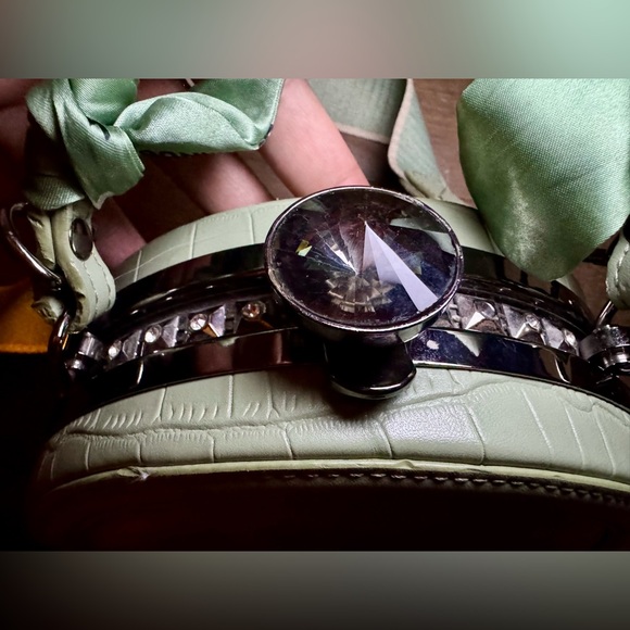 Mint Green Croc-Embossed Mini Bag - Picture 5 of 16